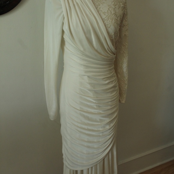 1980's Susan Roselli for Vijack Jersey Knit and Beaded Lace Dress - Picture 2 of 7